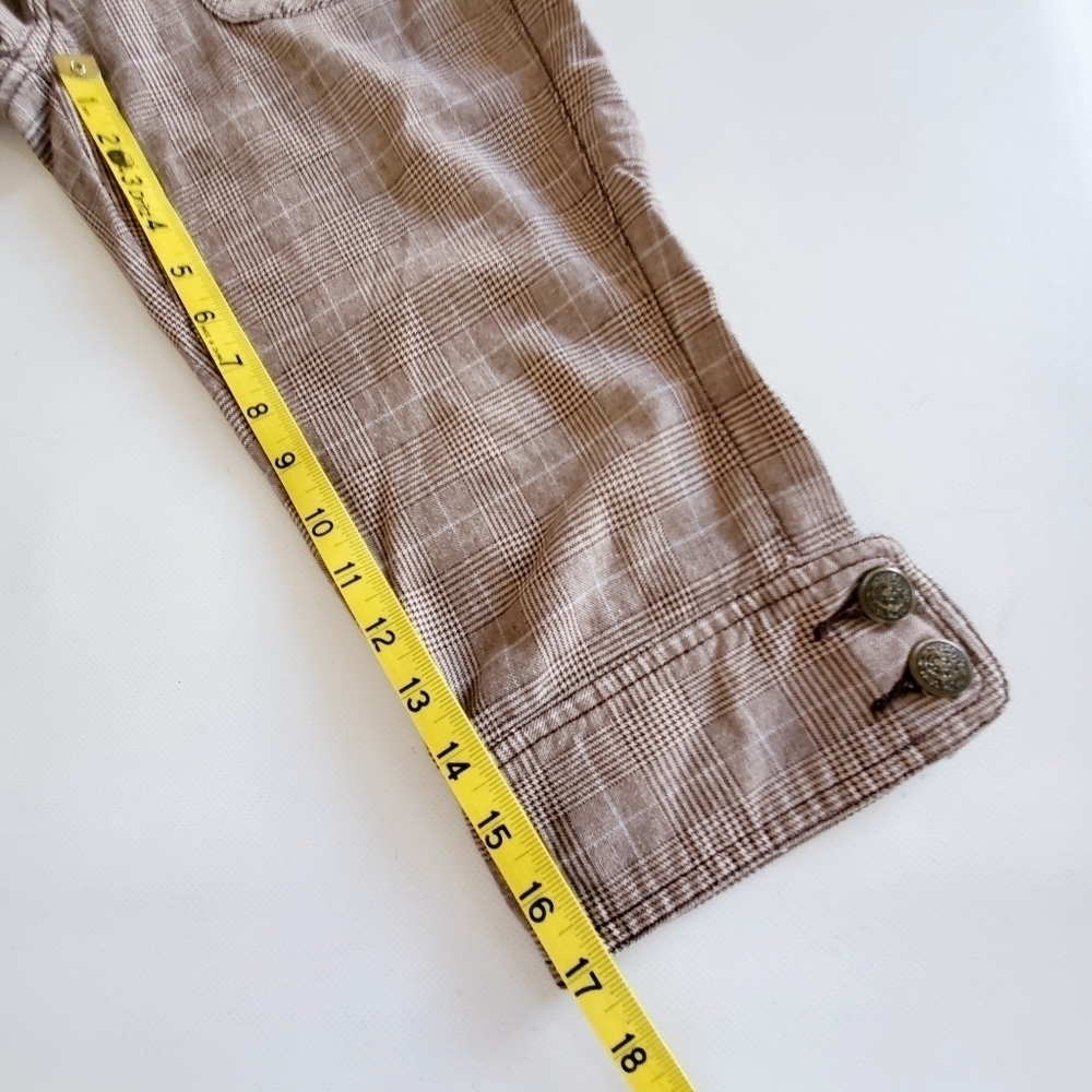 1254 * Ellemenno Plaid Low-rise Capri Pants Brown Size 7 Vintage Y2K 90s - Picture 9 of 9